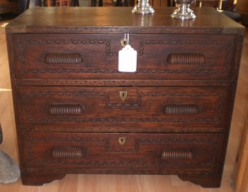 Anglo-Indian Teak 3-Drawer Campaign Cutlery Chest
