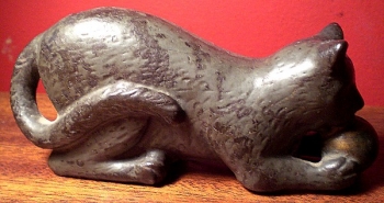 Cast Iron Figural Cat Still Bank
