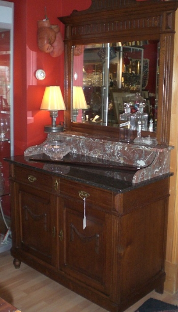 Marble-topped Oak Dressing Table/Vanity