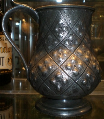 Decorated Pewter Tankard