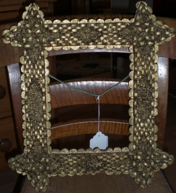Tramp Art Frame Made From Bottle Corks