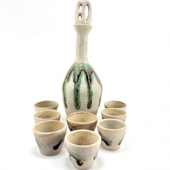 Lorenzens Pottery Decanter & Cups