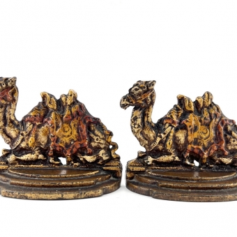 Painted Cast Camel Bookends